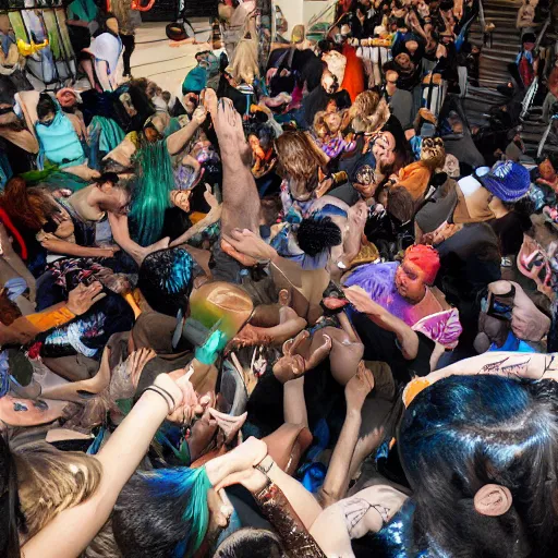 Prompt: abstract mosh pit, slam dancing, circle pit, war photography