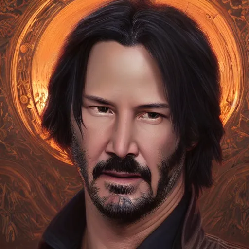 Prompt: Keanu Reeves as an angel, 8k, intricate, cinematic lighting, highly detailed, digital painting, artstation, concept art, smooth, sharp focus, illustration, art by Artgerm