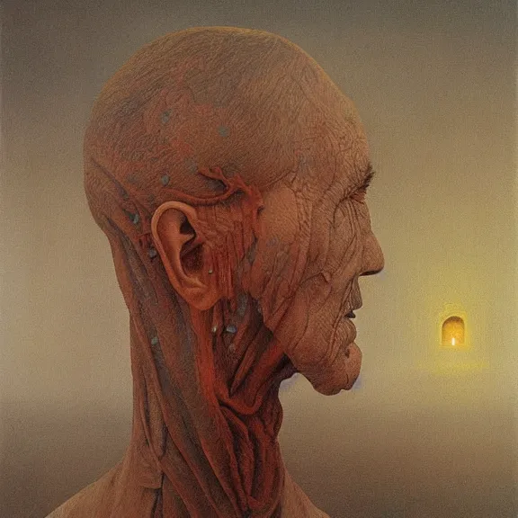 Image similar to a Painting representing mind games, Zdzislaw Beksinski, Ivan Seal, The Caretaker, Leyland Kirby