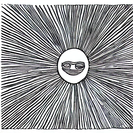 Prompt: single line drawing the sun's Corona emitting solar flares, blue ink pen