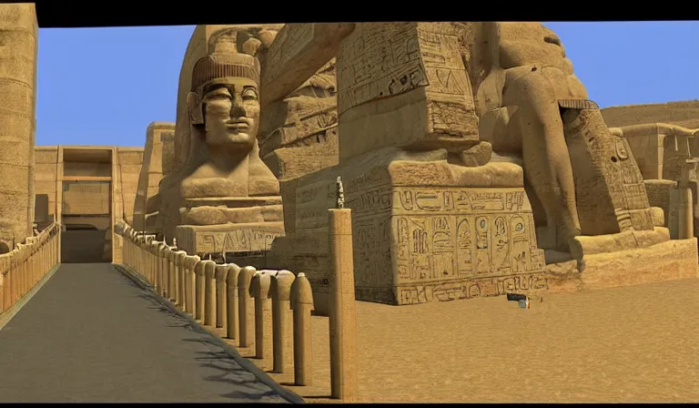 Image similar to GTA clone set in Ancient Egypt, 3DCG, PS2, by Tadanori Yokoo