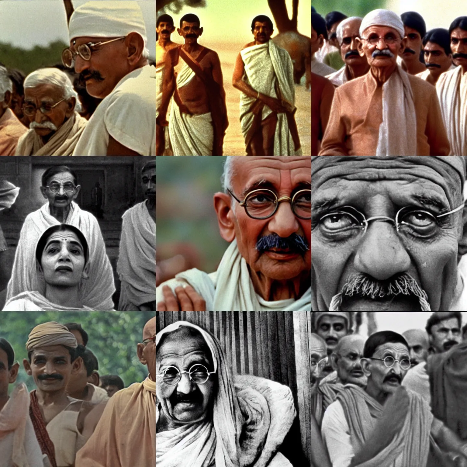 Prompt: a film still from gandhi ( 1 9 8 2 )