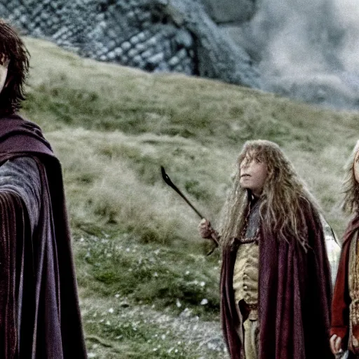 Prompt: Film still of Harry Potter in Lord of the Rings: The Return of the King