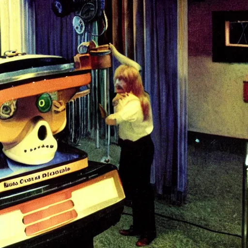 Image similar to animatronic from the 70s, color photo from the 70s