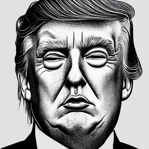 Image similar to a single line portrait of Donald Trump