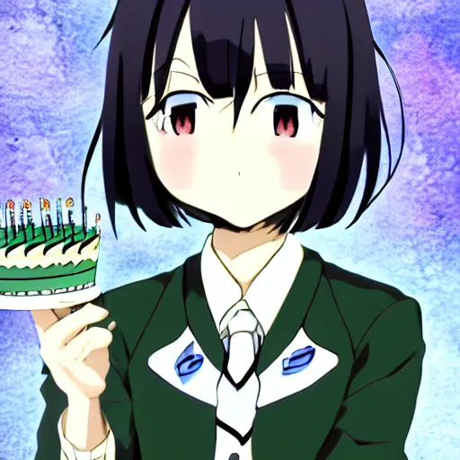 Prompt: Tomoko from Watamote on her birthday party anime style fan art