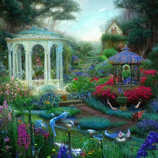 Image similar to The enchanted garden by james gurney