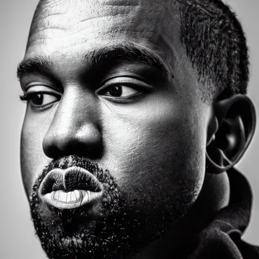 Image similar to the face of young kanye west wearing yeezy clothing at 3 4 years old, portrait by julia cameron, chiaroscuro lighting, shallow depth of field, 8 0 mm, f 1. 8