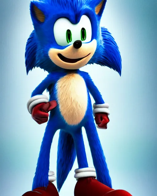 Image similar to prison mugshot of real - life sonic the hedgehog, bright flash, blue fur, dreamworks animation still, low saturation, somber expression, filthy hair, rugged textured face, soft vignette, soft focus, 5 0 mm, 4 k, nypd