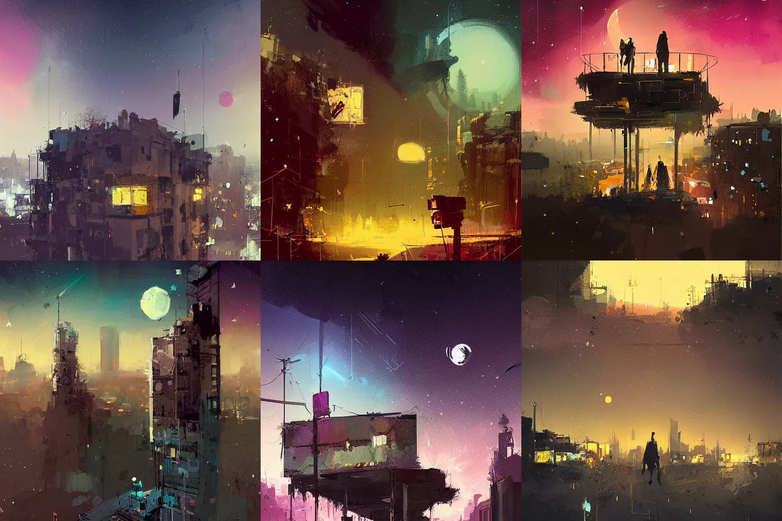 Prompt: city under stars, ismail inceoglu