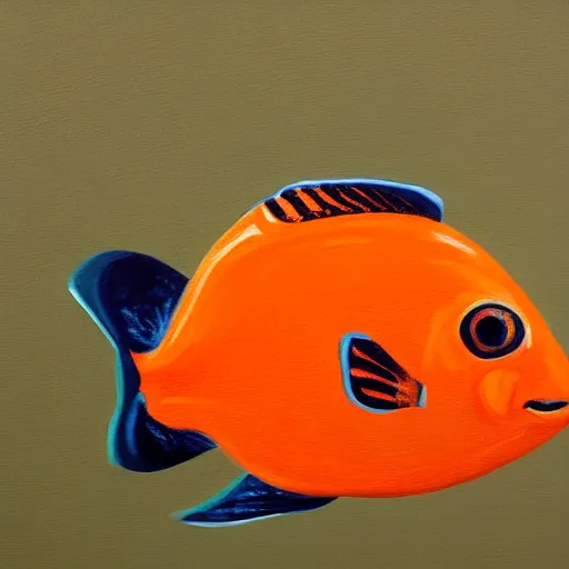 Image similar to very high detailed painting of a small orange fish swimming in a bubble