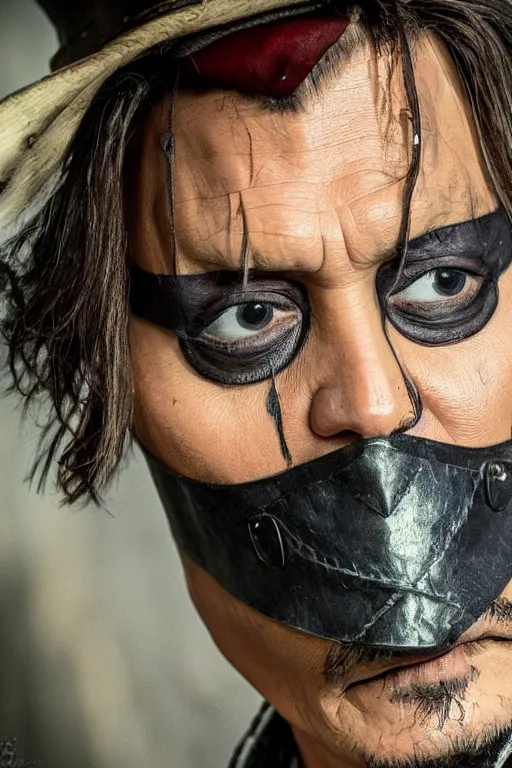 Prompt: johnny depp as the mask, 8 k, hdr, great light, by greg rutkowski and annie leibowitz