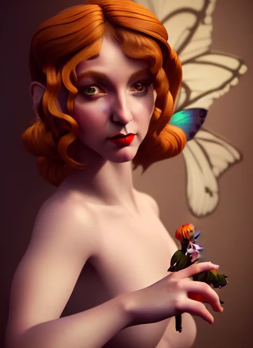 Image similar to cute fairy by tamara lempicka, ultra realistic, concept art, intricate details, highly detailed, photorealistic, octane render, 8 k, unreal engine,