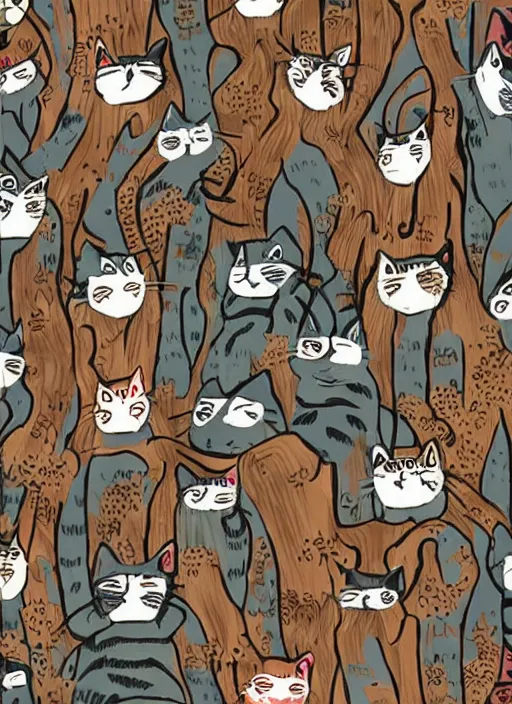 Image similar to cats wizards,forest