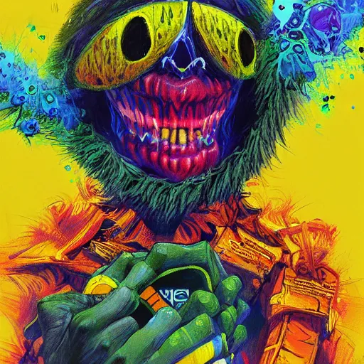 Prompt: a monster made out of tennis balls, tennis racket, colorful, digital art, fantasy, magic, trending on artstation, ultra detailed, professional illustration by Basil Gogos