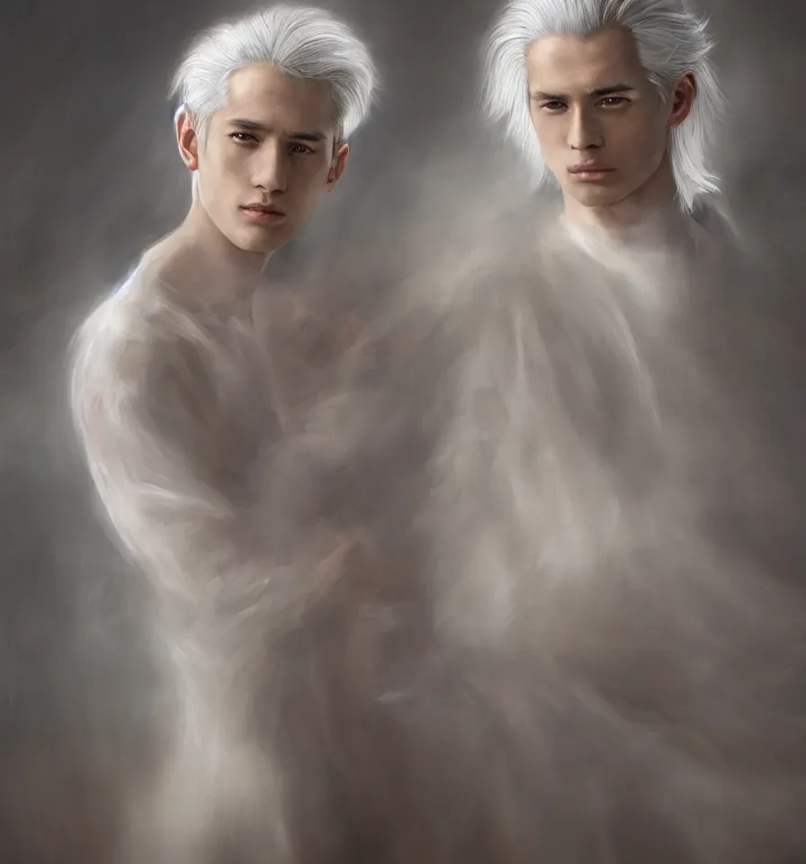 Prompt: a portrait of a young handsome prince with white hair, elegant, beautiful, backlit, incredible lighting, strong rim light, highly detailed, god rays, digital painting, HDRI, by Heise Jinyao, Heise-Lian Yan Fang, Feimo, Richard Taddei, vivid colors, high contrast, 8k resolution, intricate, photorealistic, smooth