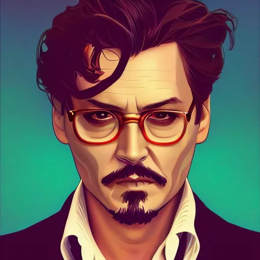 Prompt: Johnny Depp as Tony Stark, ambient lighting, 4k, alphonse mucha, lois van baarle, ilya kuvshinov, rossdraws, artstation