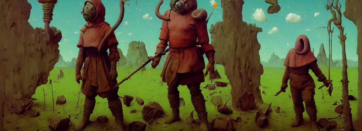 Image similar to full - body portrait surreal colorful clay fighting artstation rpg barbarian character concept art anatomy, action pose, very coherent and colorful high contrast masterpiece by norman rockwell franz sedlacek hieronymus bosch dean ellis simon stalenhag rene magritte gediminas pranckevicius, dark shadows, sunny day, hard lighting, reference sheet white! background