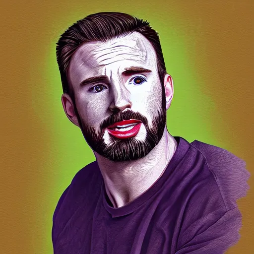 Image similar to portrait of chris evans, highly detailed, centered, solid color background, digital painting