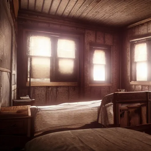 Prompt: Air Conditioner inside bedroom in Red Dead Redemption 2