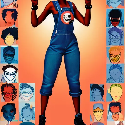 Prompt: a nerdy 17 year old black girl, comic book style, artgerm, wearing overalls, super hero, highly detailed, concerned