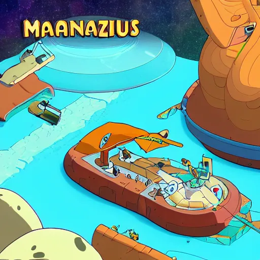 Image similar to mamut frozen on big ice block, futurama screenshot