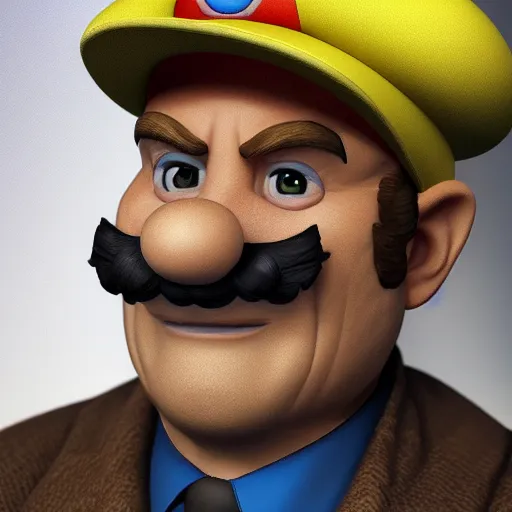 Image similar to a beautiful portrait mario as a grandpa, ultra realistic details, 8 k