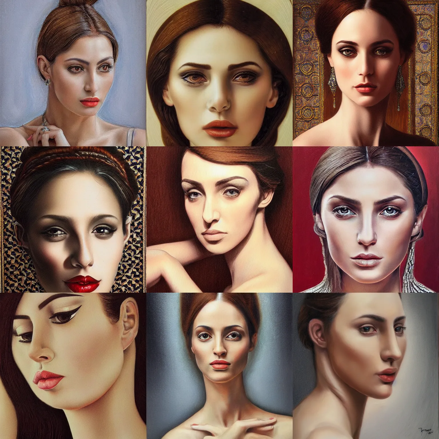 Prompt: portrait of an elegant woman by enis yavuz, hyper realism, intricate detail, symmetric face
