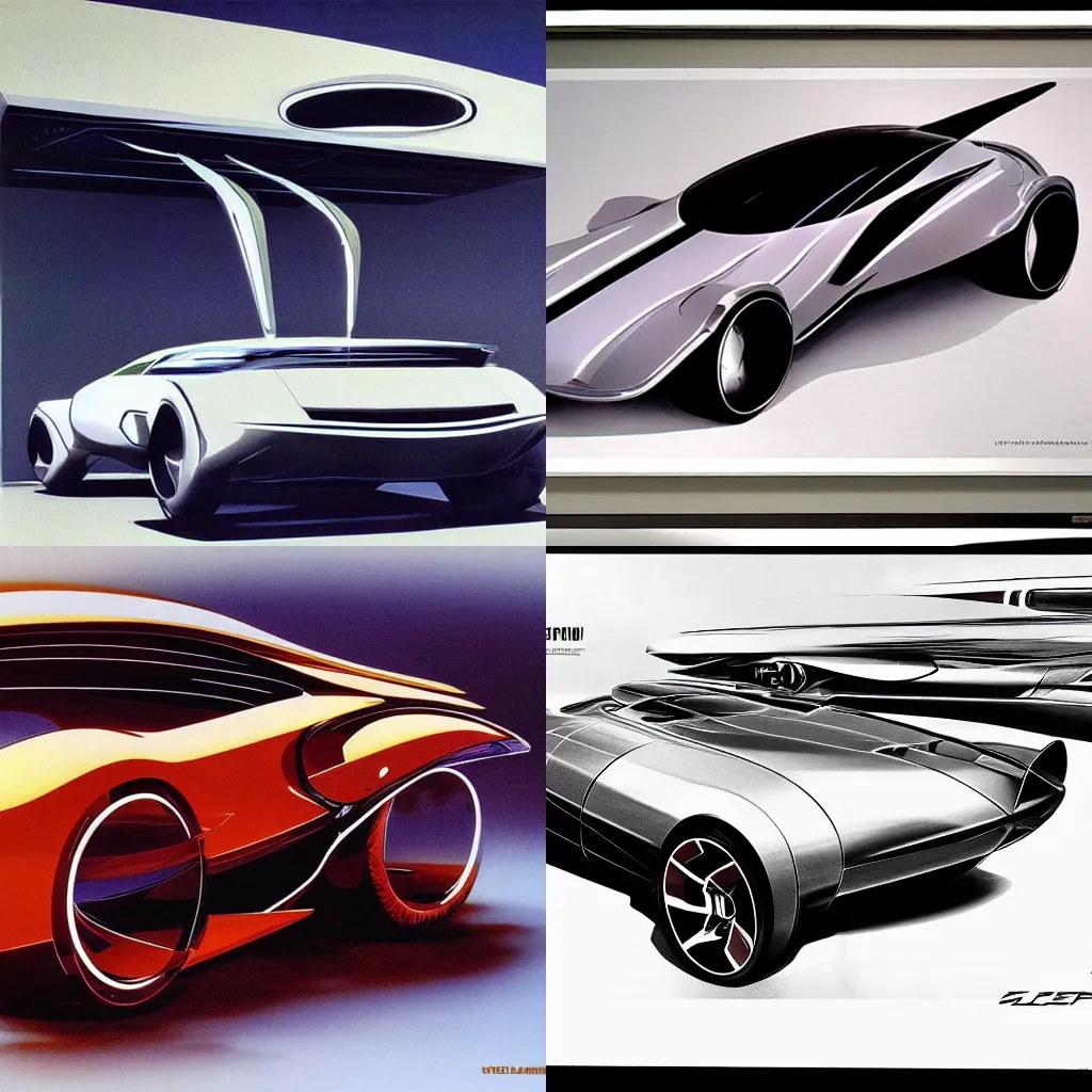 Prompt: futuristic car concept by syd mead