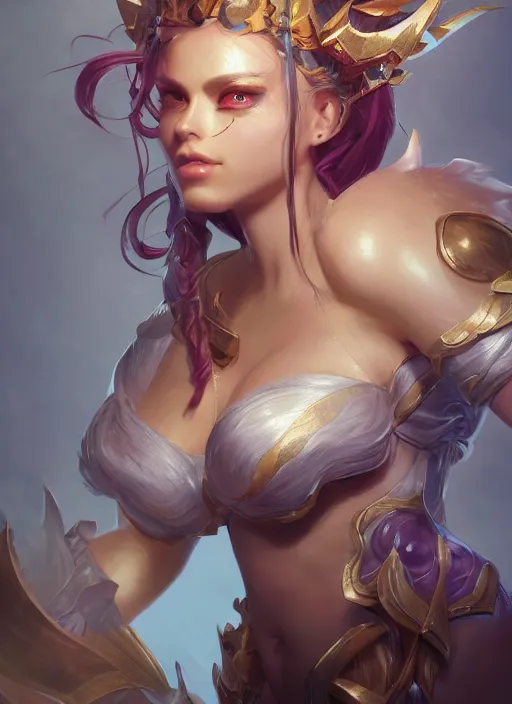 Image similar to casandra, league of legends, au naturel, hyper detailed, digital art, trending in artstation, cinematic lighting, studio quality, smooth render, unreal engine 5 rendered, octane rendered, art style by klimt and nixeu and ian sprigger and wlop and krenz cushart