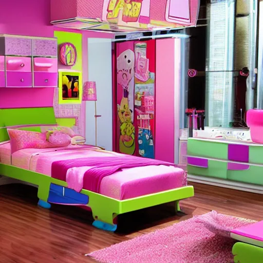 Prompt: 90s style kids bedroom.