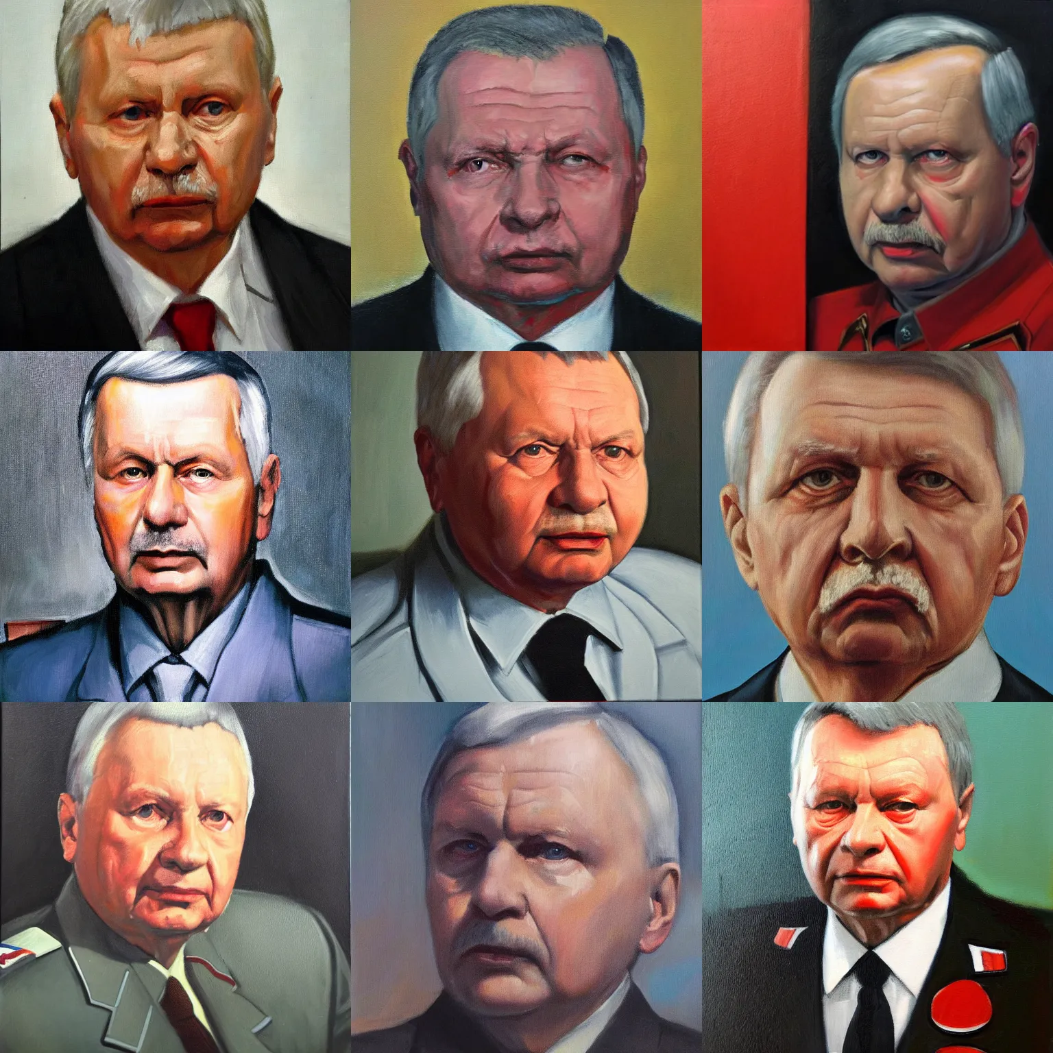 Prompt: portrait of dictator Jarosław Kaczyński, oil on canvas