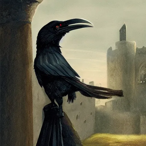Prompt: a raven rogue in a castle. r / oldschoolfantasy