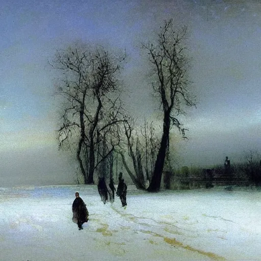 Image similar to painting by aleksey savrasov