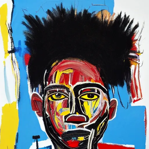 Image similar to A extremely highly detailed majestic hi-res beautiful immaculate head and shoulders award winning painting masterpiece of the face of a strong black african man by Jean-Michel Basquiat, 8k, high textures, hyper sharp, insanely detailed and intricate, super detailed, 8k HDR high quality