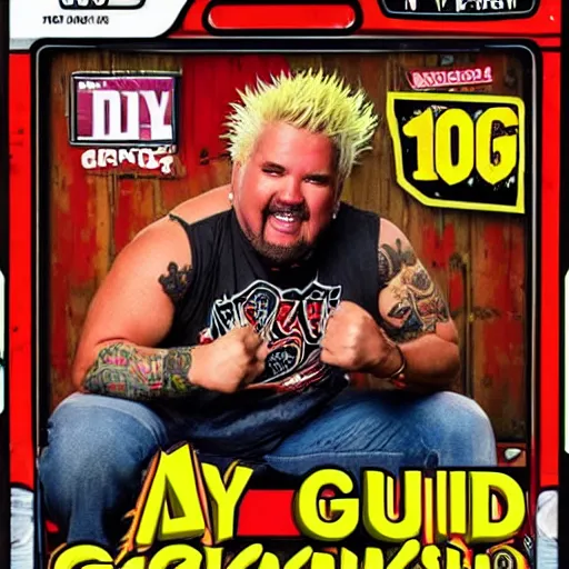 Image similar to guy fieri : backyard wrestling the video game 1 9 8 9 special tournament edition plus alpha arcade cabinet, game case, box art