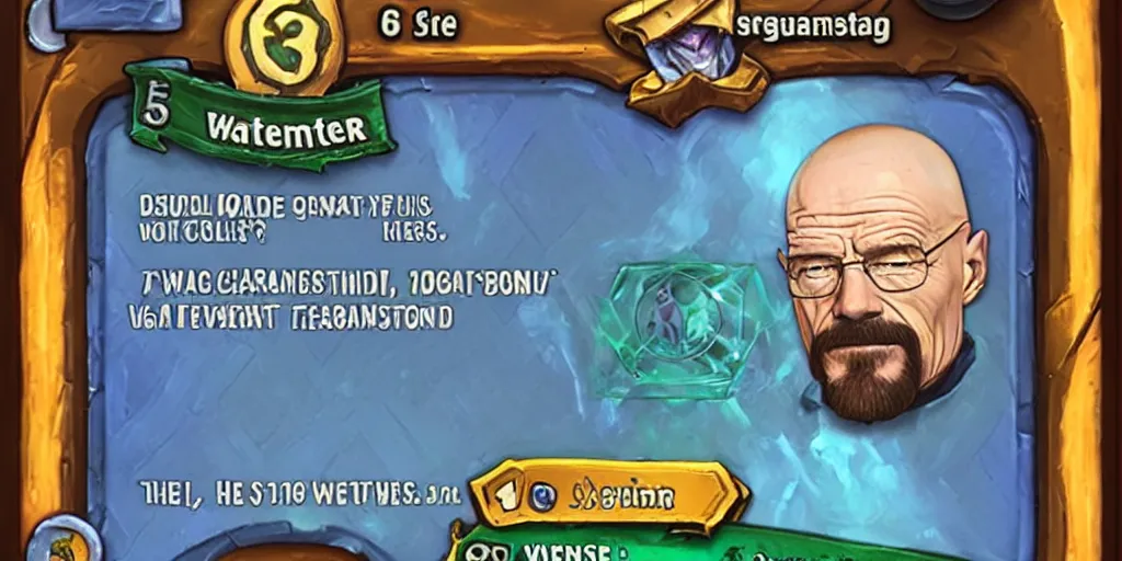 Prompt: walter white as a card in hearthstone