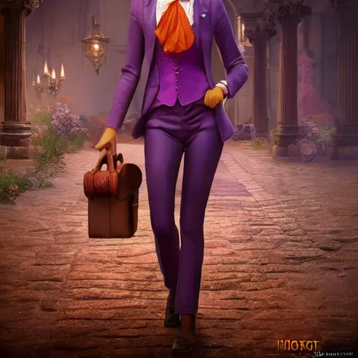 Image similar to hyperrealistic film full body still of mia khalifa as willy wonka, inspired by istvan sandorfi & greg rutkowski & unreal engine, perfect facial symmetry, dim volumetric cinematic lighting, 8 k octane comprehensive render, extremely hyper - detailed, incredibly lifelike attributes, intricate, real flesh texture, masterpiece, artstation, stunning,