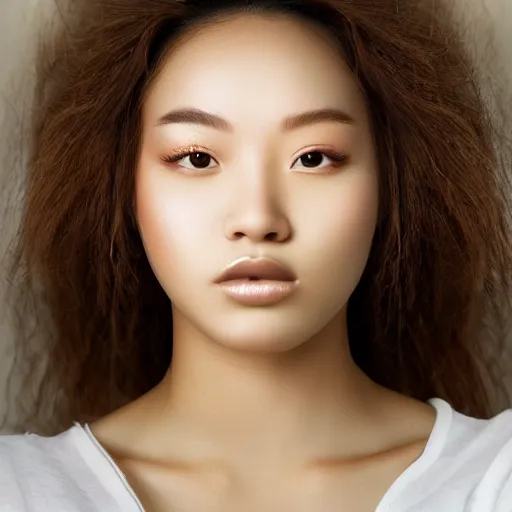 Image similar to a masterpiece portrait photo of a beautiful young woman who looks like a korean beyonce, symmetrical face