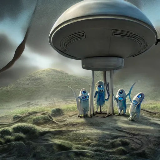 Image similar to Pixar movie about an alien invasion Ancient Athens, UFOs, portrait, intricate, 8k highly professionally detailed, HDR, CGsociety