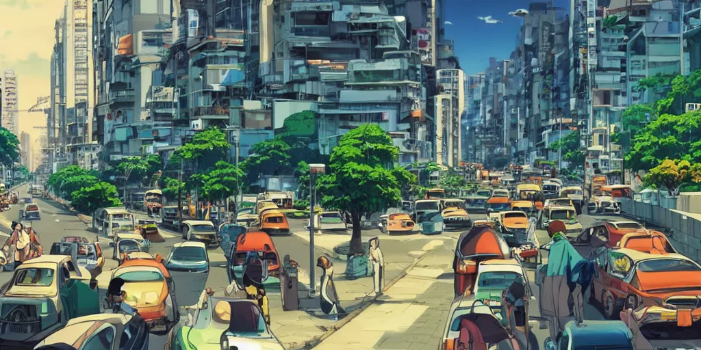 rio de janeiro streets in an anime film, directed by | Stable Diffusion