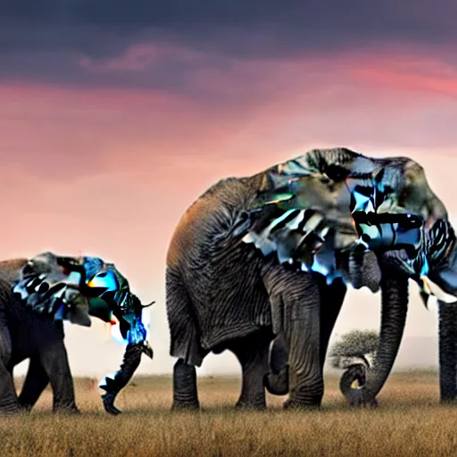 Image similar to a highly detailed panoramic photo by annie leibowitz of the serengeti. in the background a small boy next to an elephant with an extremely long trunk. 8 k, super resolution