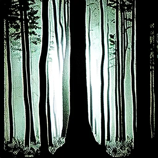 Prompt: marian apparition in forest, found footage, vhs, 1 9 9 0, beautiful, highly realistic, highly detailed, vhs noise static, black and white, vhs glitch