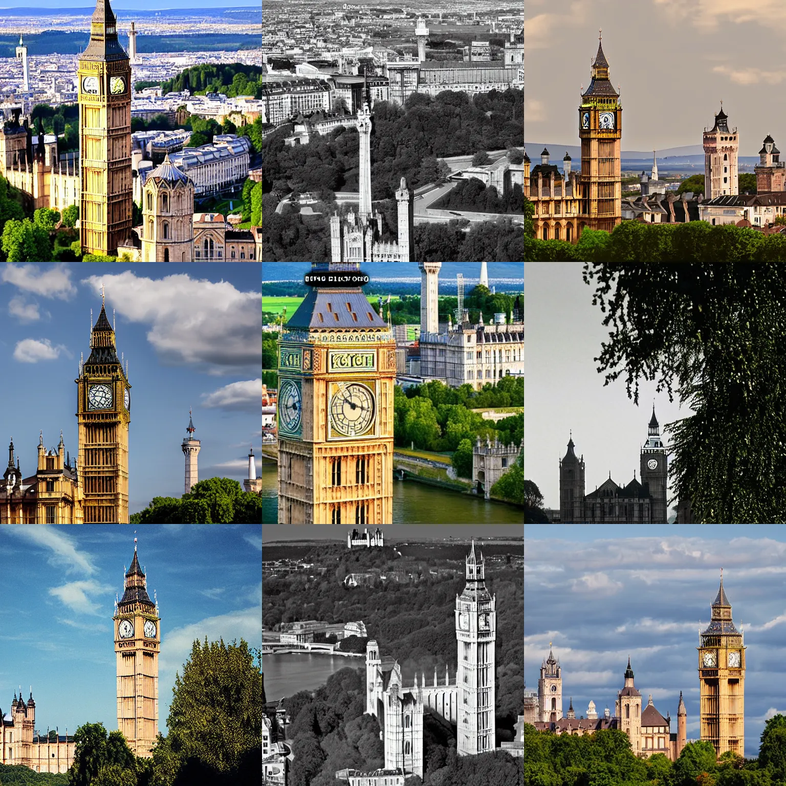 Prompt: big ben!!!!! and the colloseum!!!!! and the eiffel!!!!! tower and neuschwanstein in a beautiful landscape, press release photography, 7 0 mm, detailed, award winning