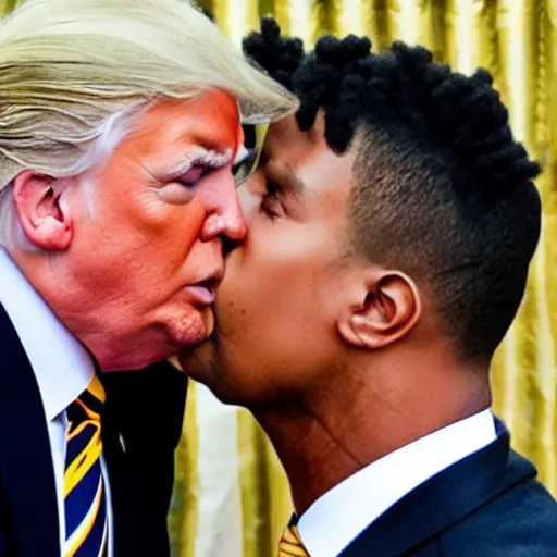 Prompt: Donald Trump kissing Gawr Gura