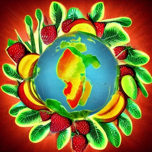 Prompt: fruit of the earth, beautiful stylized earth art