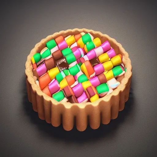 Image similar to a jello chocolate candy lollipop snickers bar icecream cake muffin jaffa waffle candy gummy jelly sandwich, volumetric lighting, octane render, unreal engine, 8k stroopwaffel