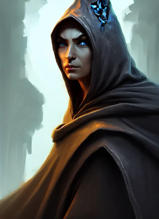 Prompt: a hooded elven mage with a surprised expression, intricate, highly detailed, digital painting, artstation, concept art, smooth, sharp focus, illustration, unreal engine 5, 8 k, art by raphael lacoste