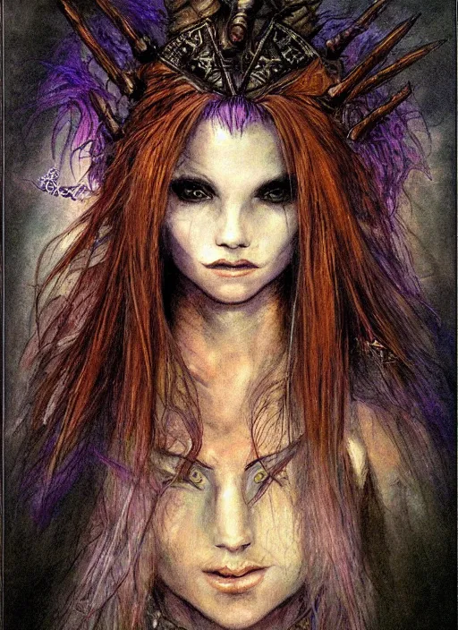 Image similar to portrait of young female sorceress of the endtimes, beautiful! coherent! dungeons and dragons character, by brian froud, strong line, night color, high contrast