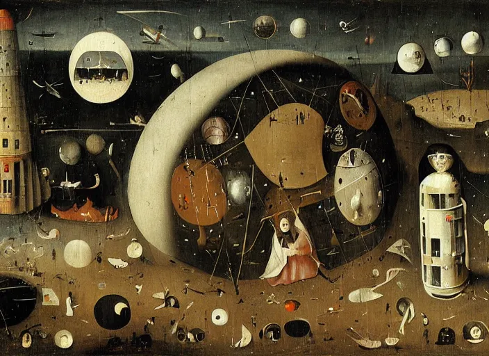 Image similar to moonbase by Hieronymus Bosch